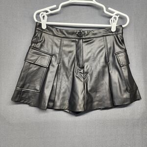 Dont Call Me Jennyfer Skort Skirt Womens 8 Black Faux Vegan Leather Cargo Goth